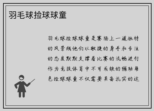 羽毛球捡球球童